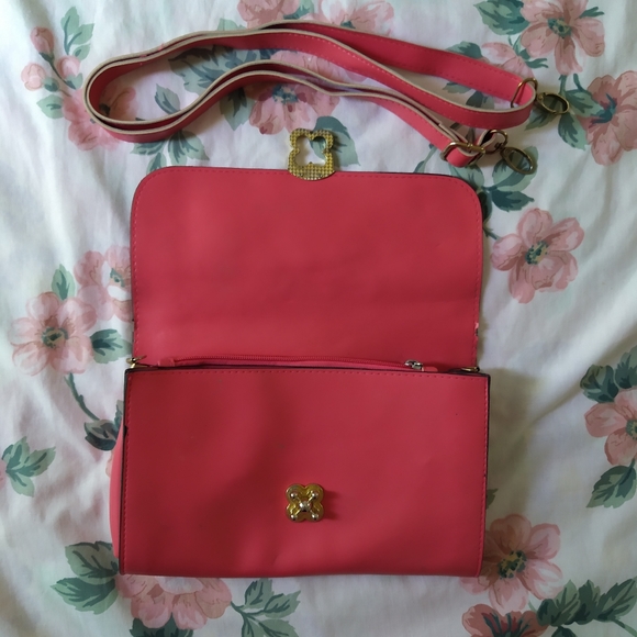 Pink Envelope Clutch Crossbody Shoulder Purse Bag - Picture 2 of 8